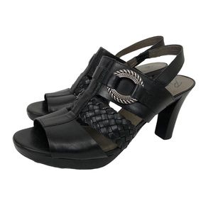 Brighton Venti Black Slingback Open Toe Heeled Sandals Size 8